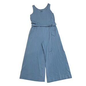 Patagonia Kamala Blue Cotton Blend Wide Leg Belted Pull On Jumpsuit Women's M